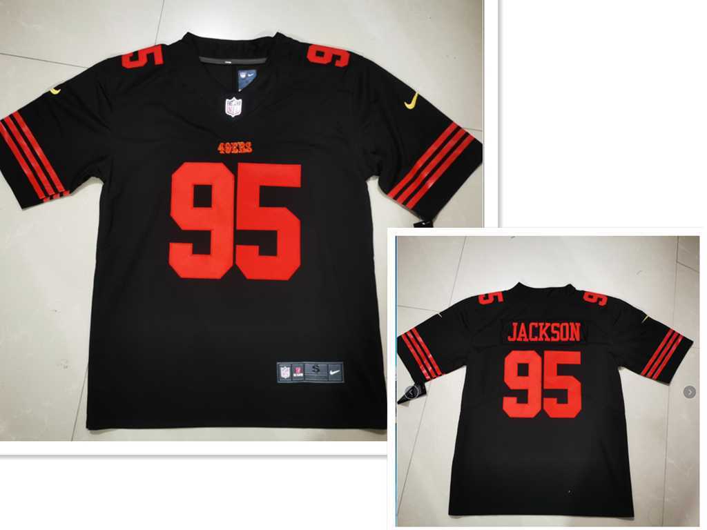 Men%27s San Francisco 49ers #95 Drake Jackson 2022 Black Vapor Untouchable Stitched Jersey
